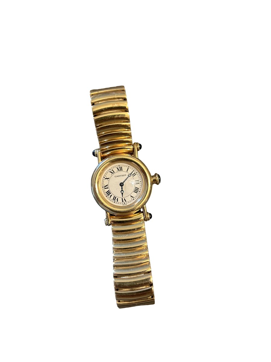 Cartier ladies' gold watch with tubogas bracelet
