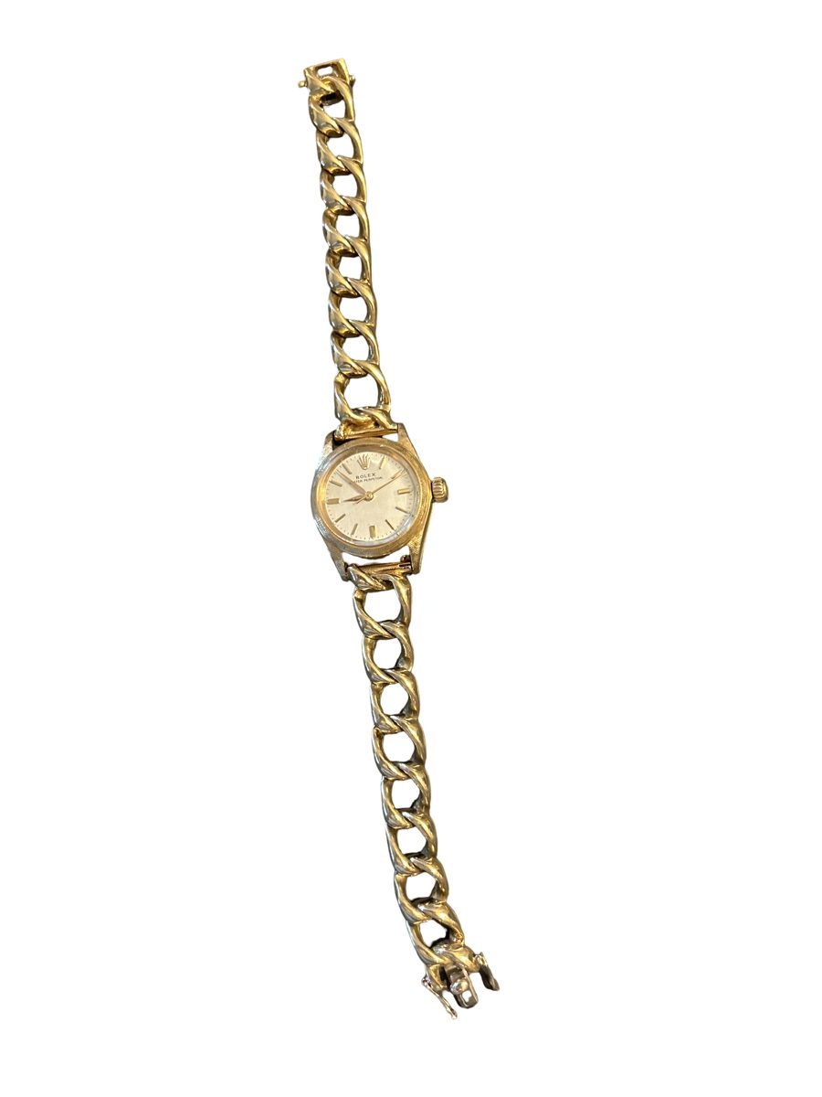Rolex Oyster Perpetual ladies' watch on gold curb bracelet
