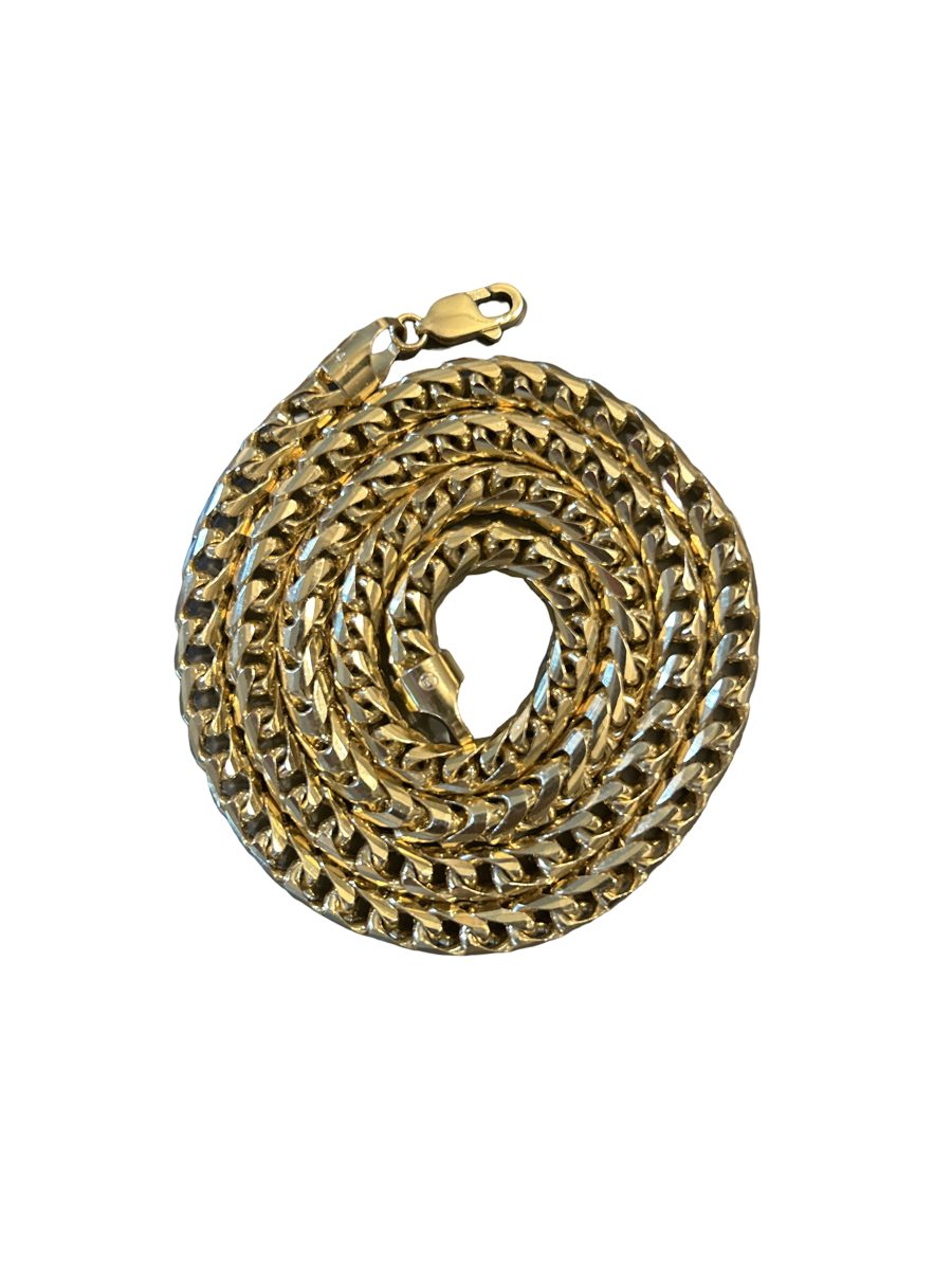 Long solid gold chain necklace