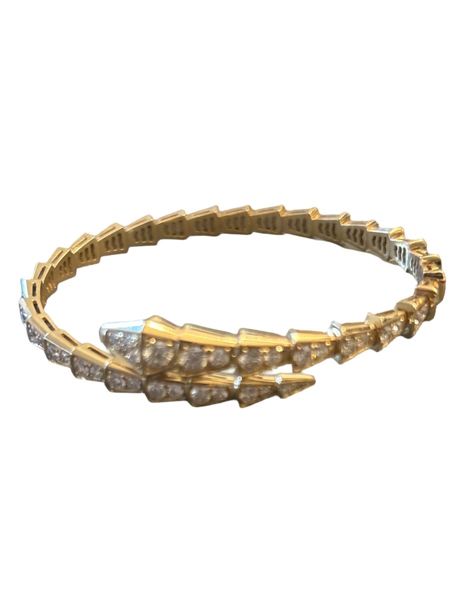 Serpent wrap bracelet with pavé diamond scales