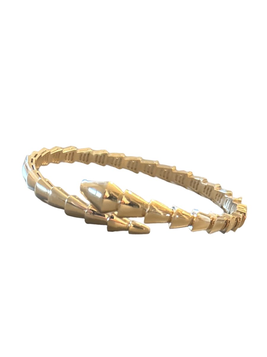 Polished gold serpent wrap bracelet